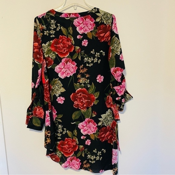 Catherine Malandrino Tops - Catherine Womens S Tunic Top Floral Malandrino Asymmetrical Long Sleeve NEW